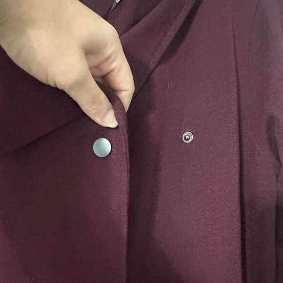 Kensie Maroon Asymmetrical Cardigan, Jacket, Single Snap Closure - Picture 7 of 10